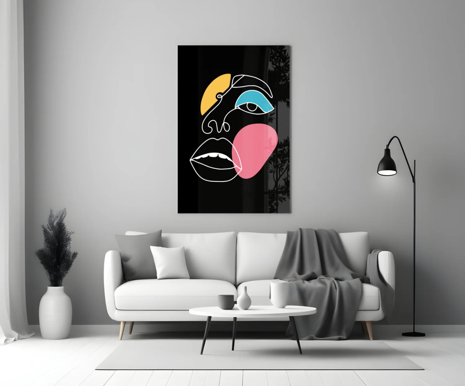 Abstract Colorful Face Glass Wall Art - Image 3
