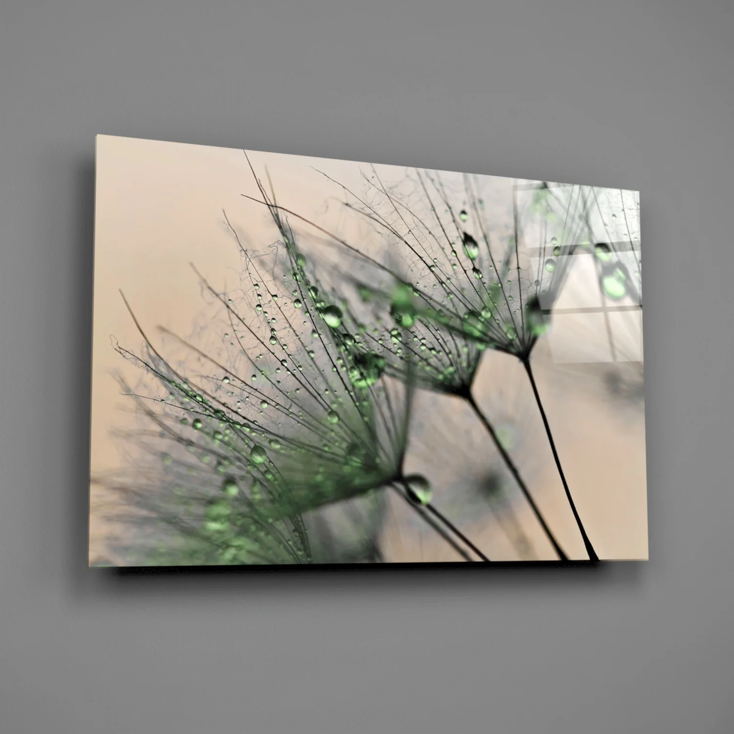 Green Dandelion Glass Wall Art - Image 2