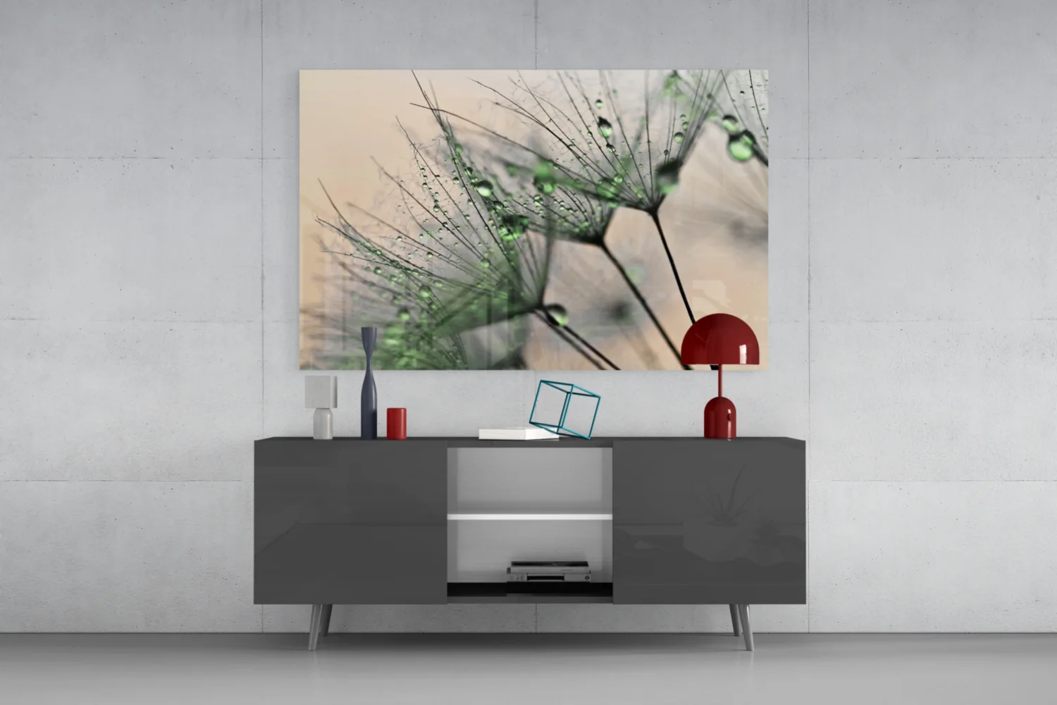 Green Dandelion Glass Wall Art - Image 8