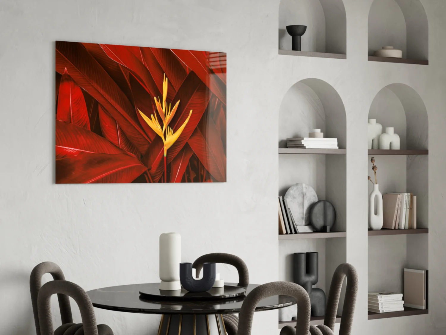 Red Leaves Glass Wall Art - Image 5