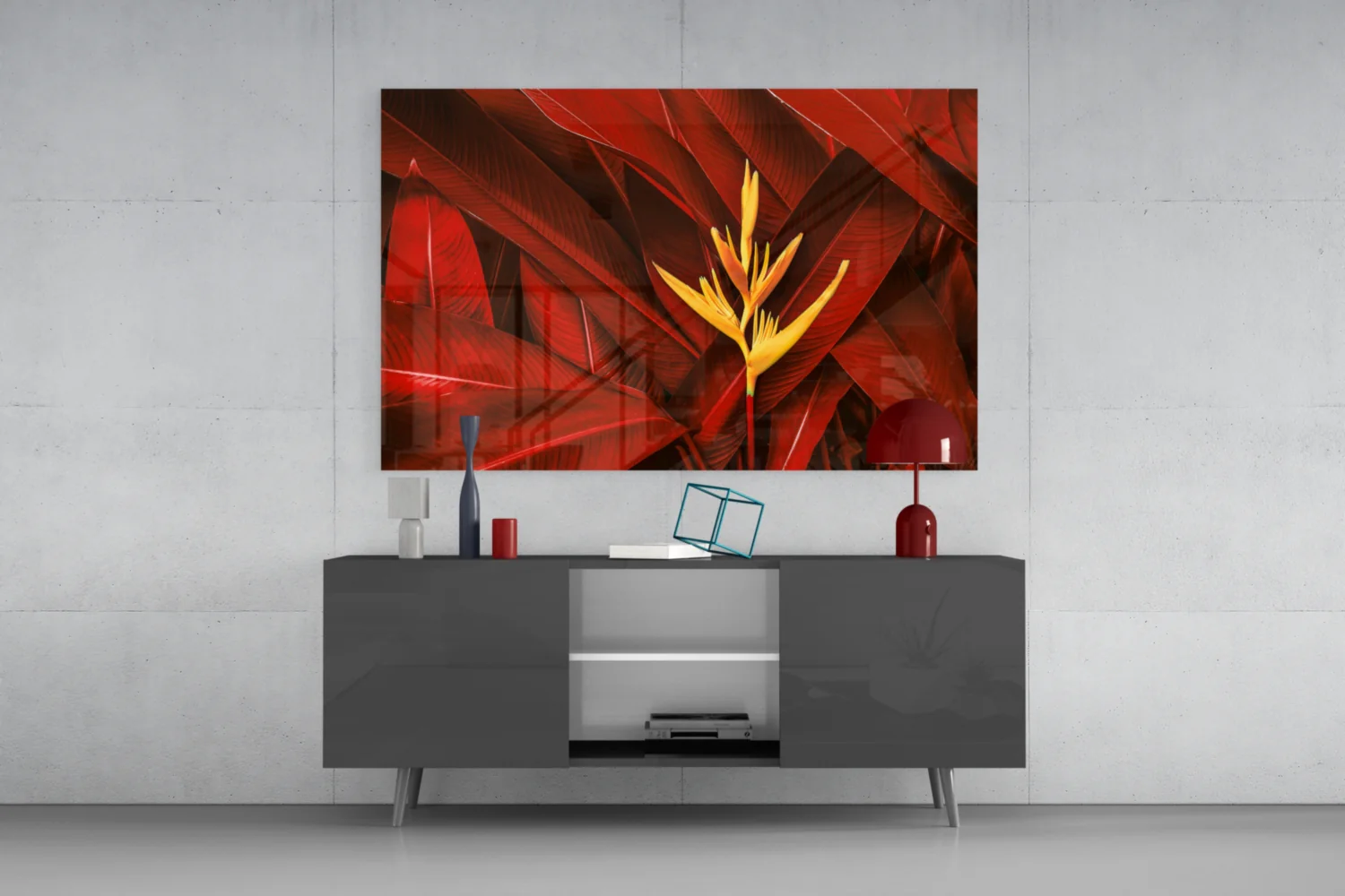 Red Leaves Glass Wall Art - Image 8