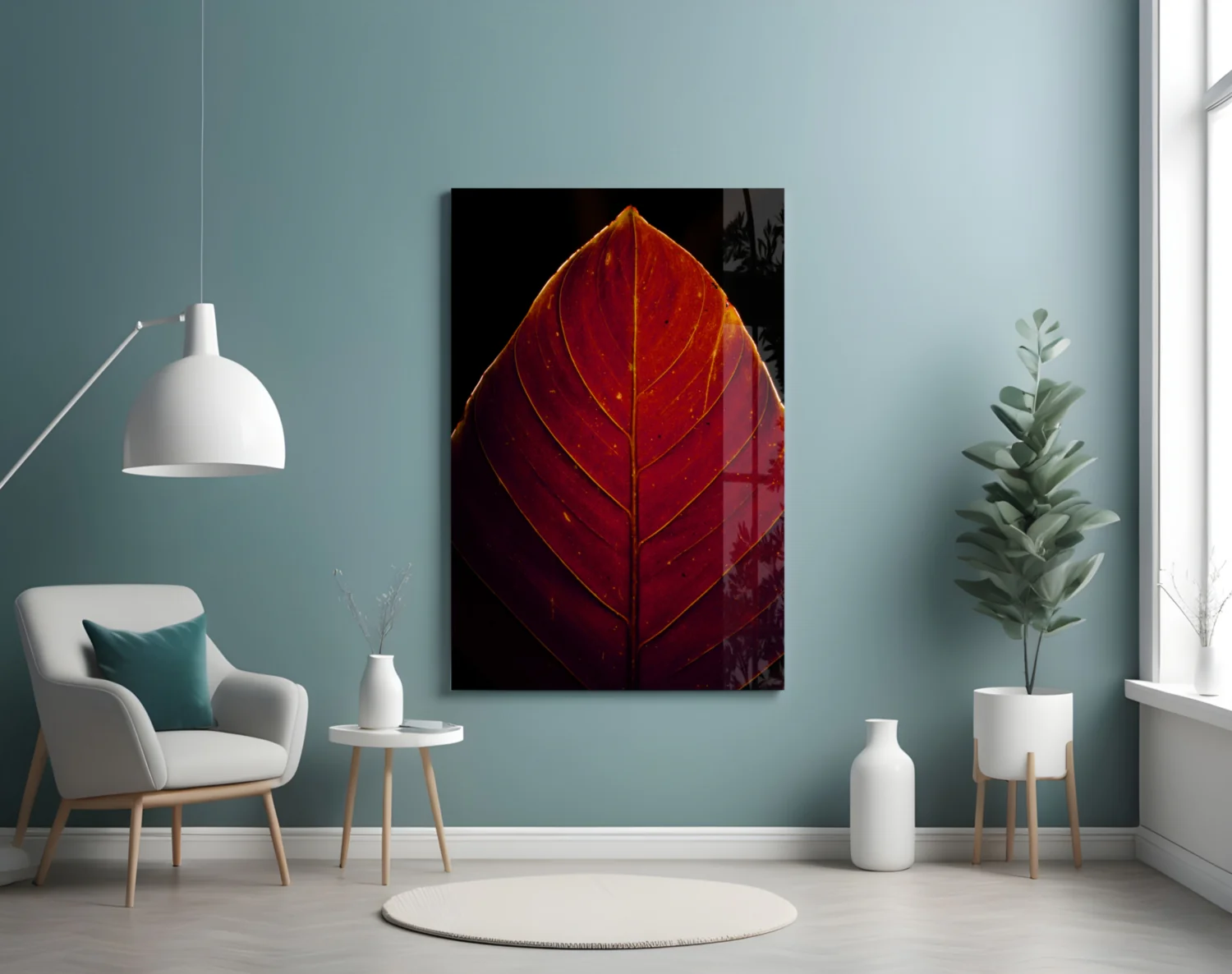 Red Leaf Glass Wall Art - Image 4