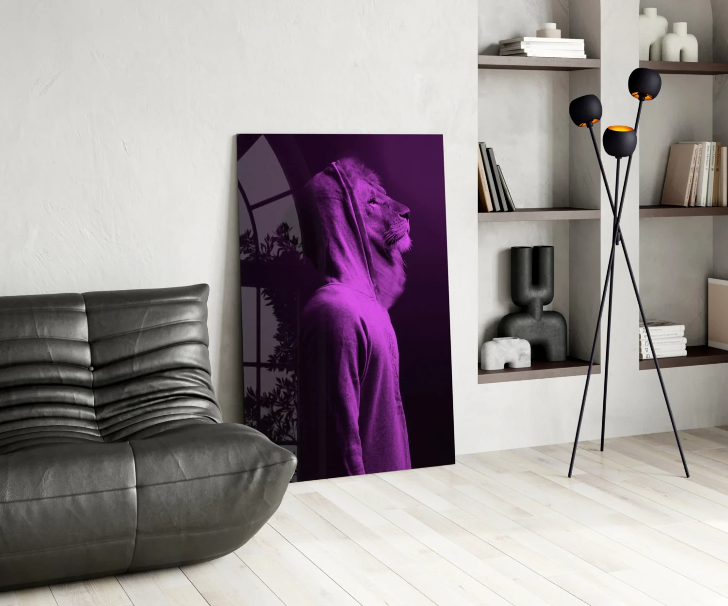 Purple Lion Head Glass Wall Art - Image 5
