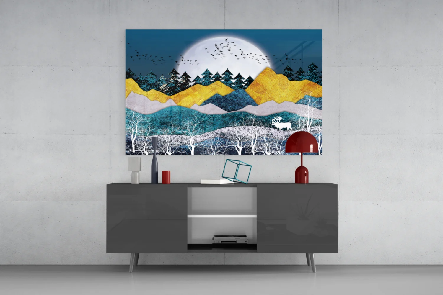 Illustration Landscape Glass Wall Art - Image 8