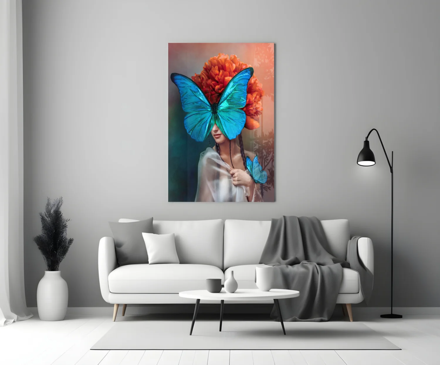 Butterfly Woman Glass Wall Art - Image 3