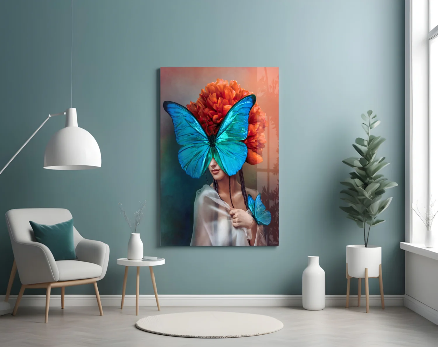 Butterfly Woman Glass Wall Art - Image 4