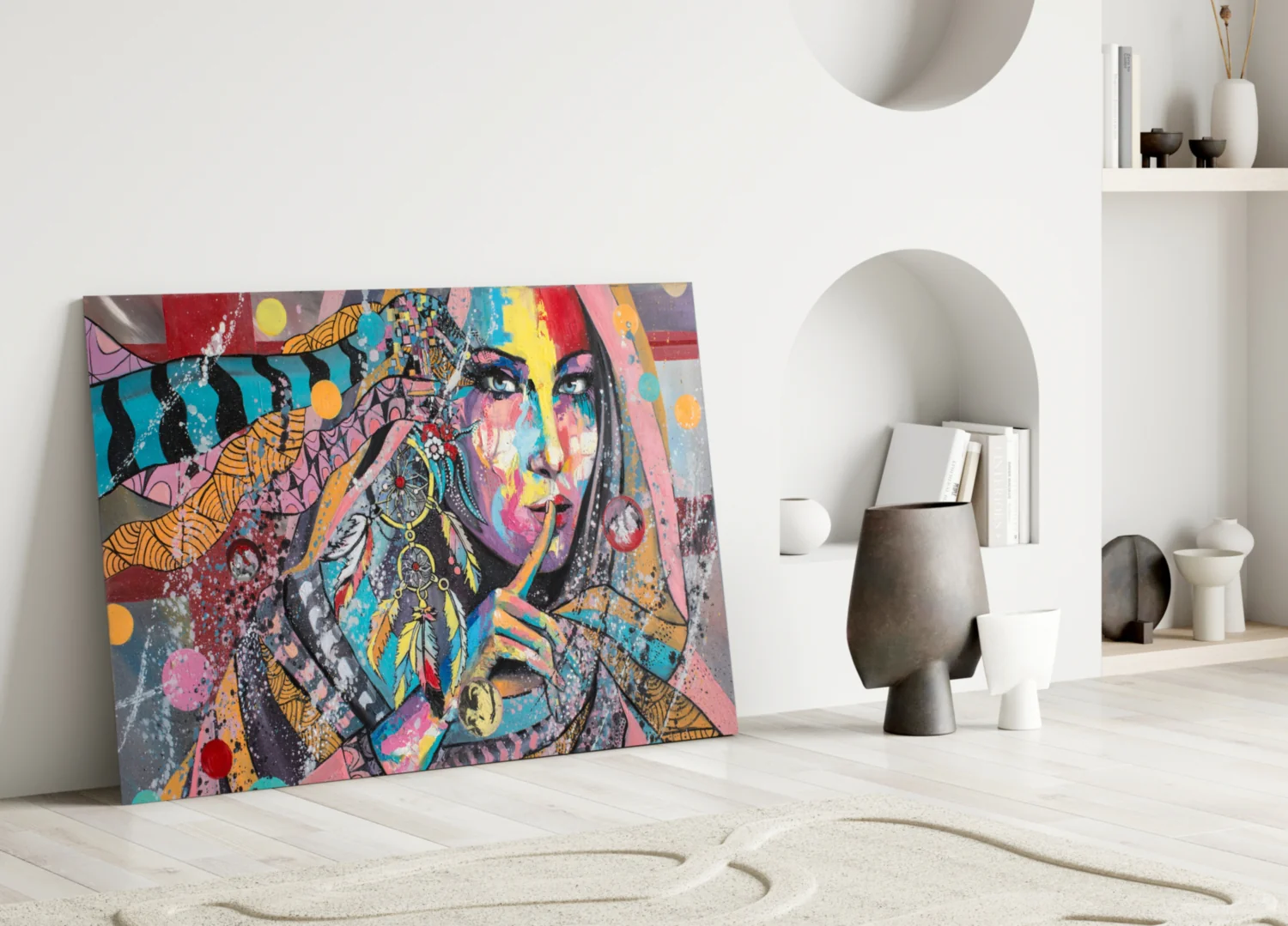 Shh Woman Glass Wall Art - Image 3