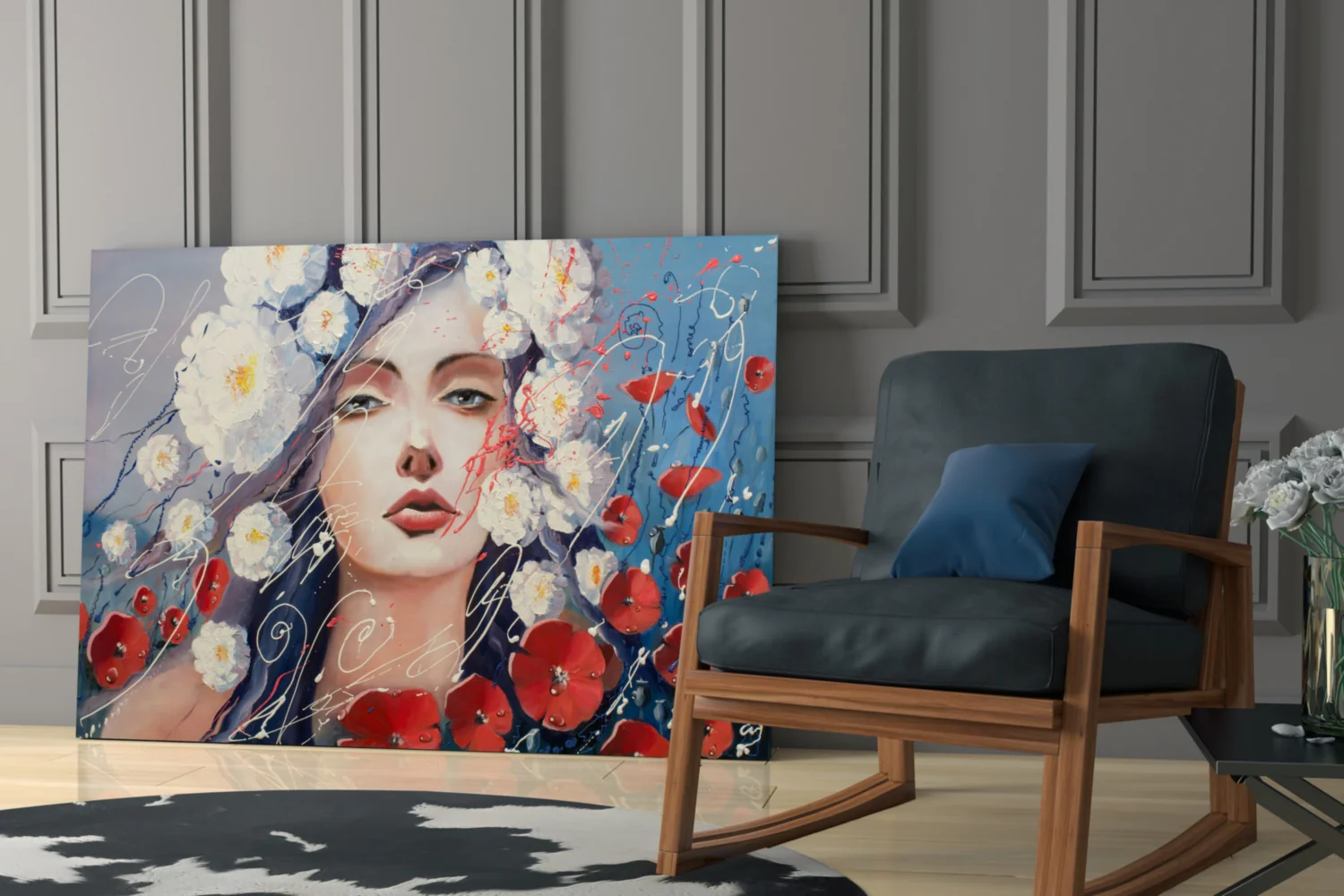 Women and Flowers Glass Wall Art - Image 6