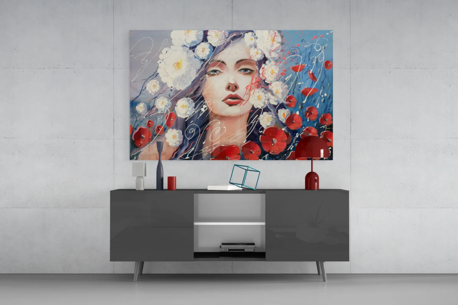 Women and Flowers Glass Wall Art - Image 8