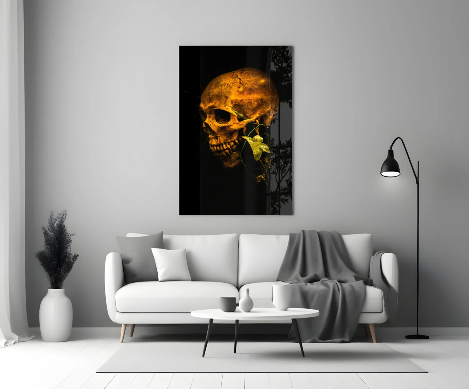 Flower and Skull Glass Wall Art - Image 3