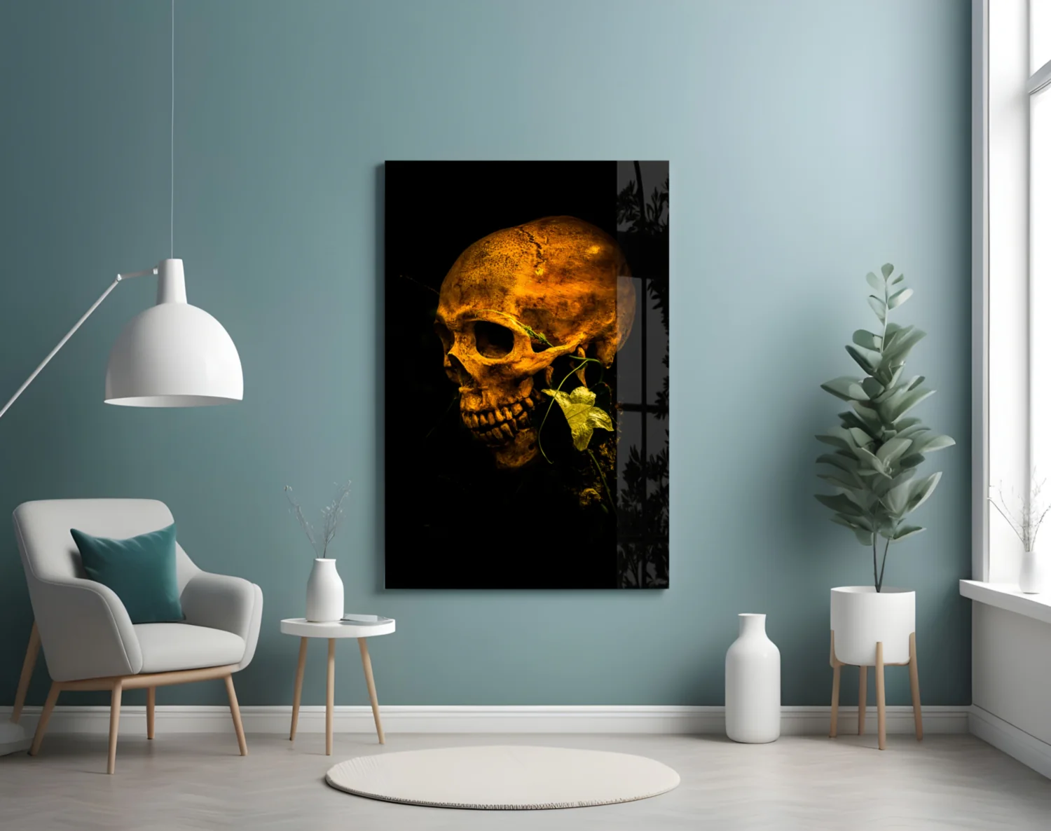 Flower and Skull Glass Wall Art - Image 4
