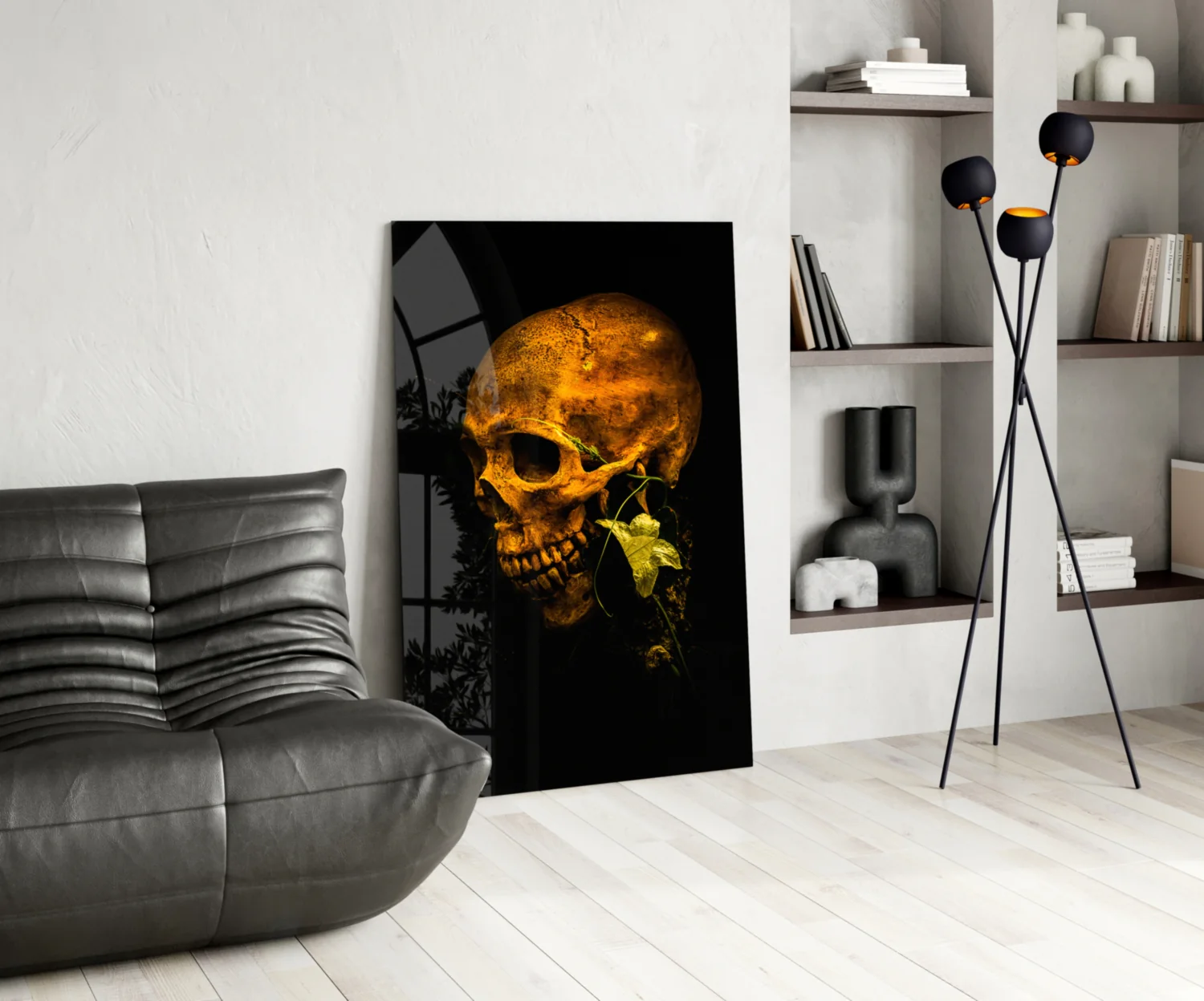 Flower and Skull Glass Wall Art - Image 5