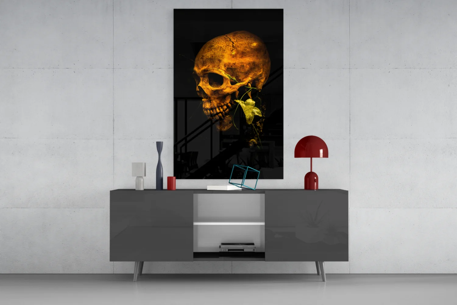 Flower and Skull Glass Wall Art - Image 8