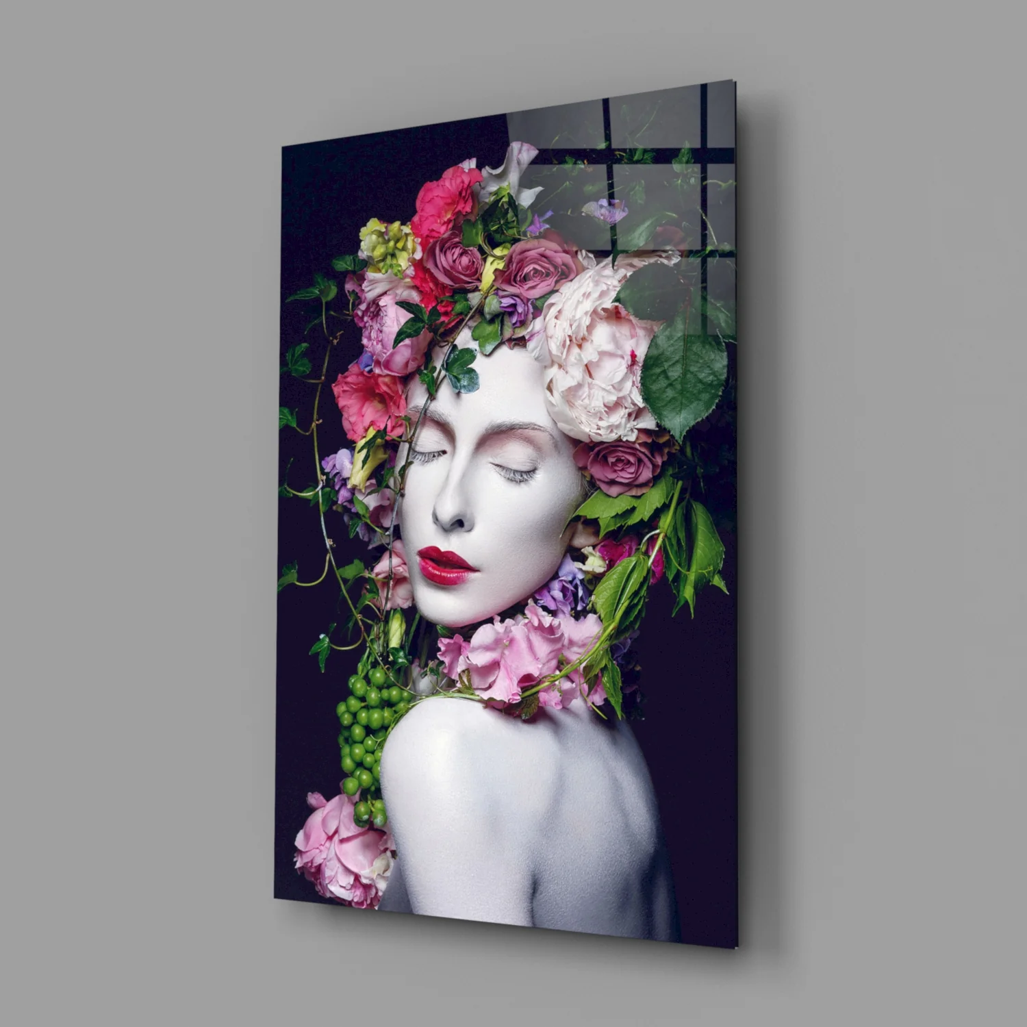 Flower and Woman Glass Wall Art - Image 2