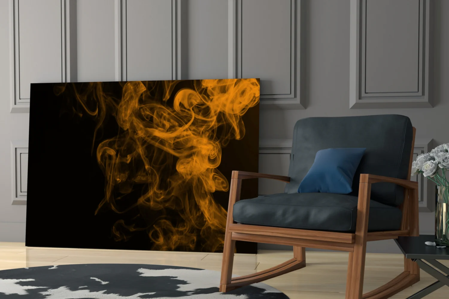 Orange Smoke Glass Wall Art - Image 6