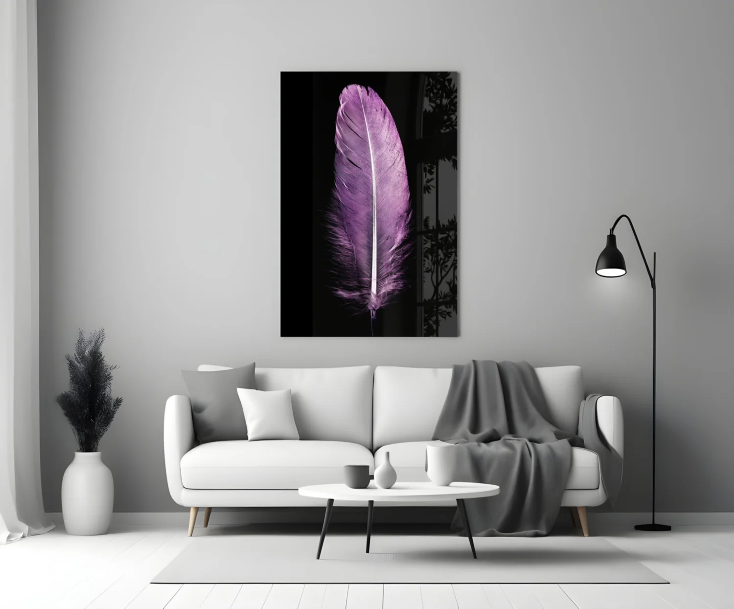 Purple Feather Glass Wall Art - Image 3