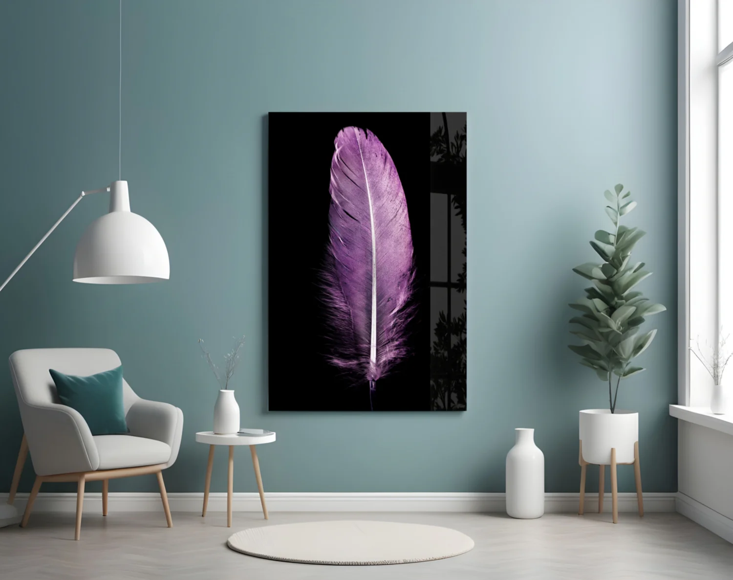 Purple Feather Glass Wall Art - Image 4