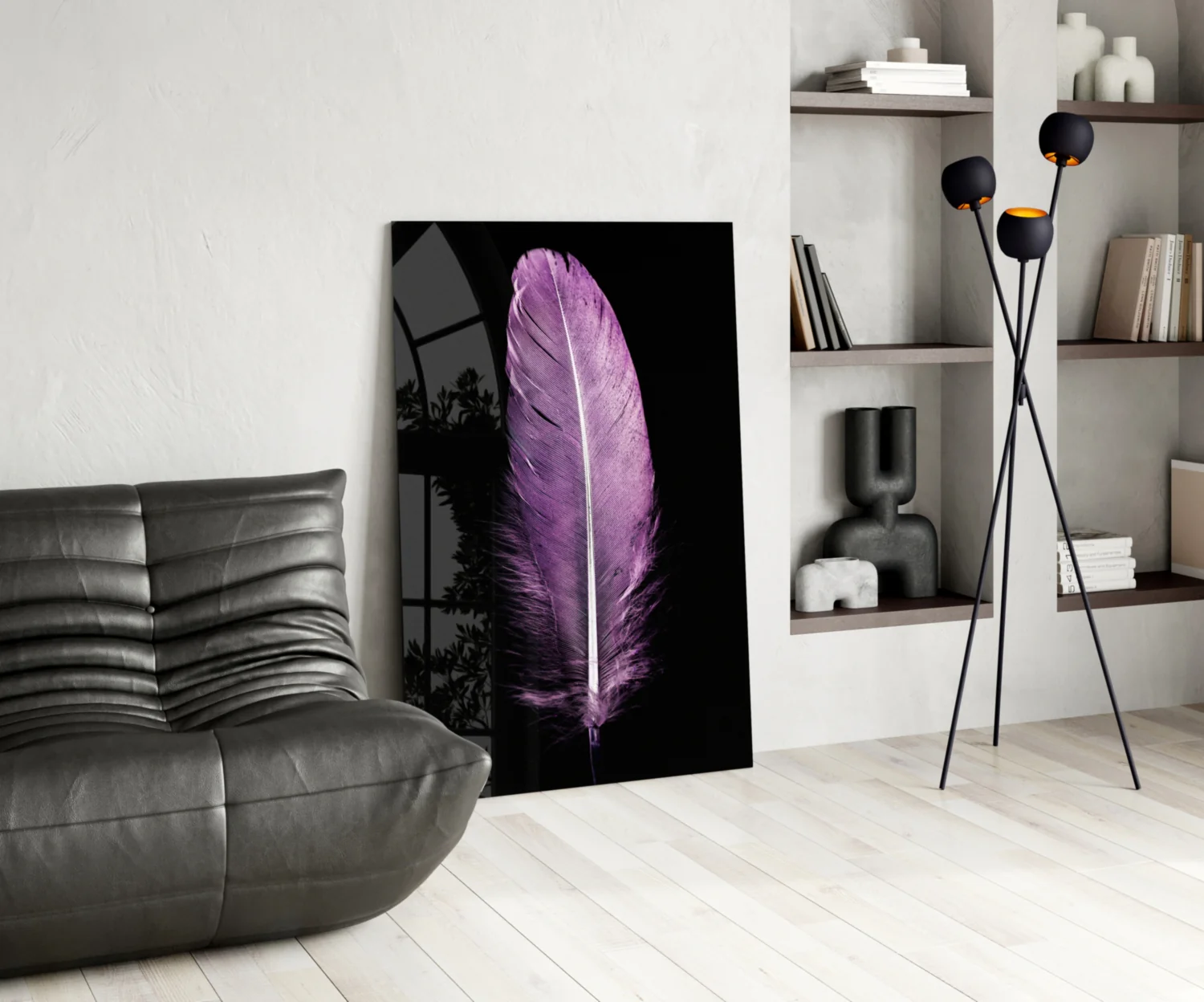 Purple Feather Glass Wall Art - Image 5
