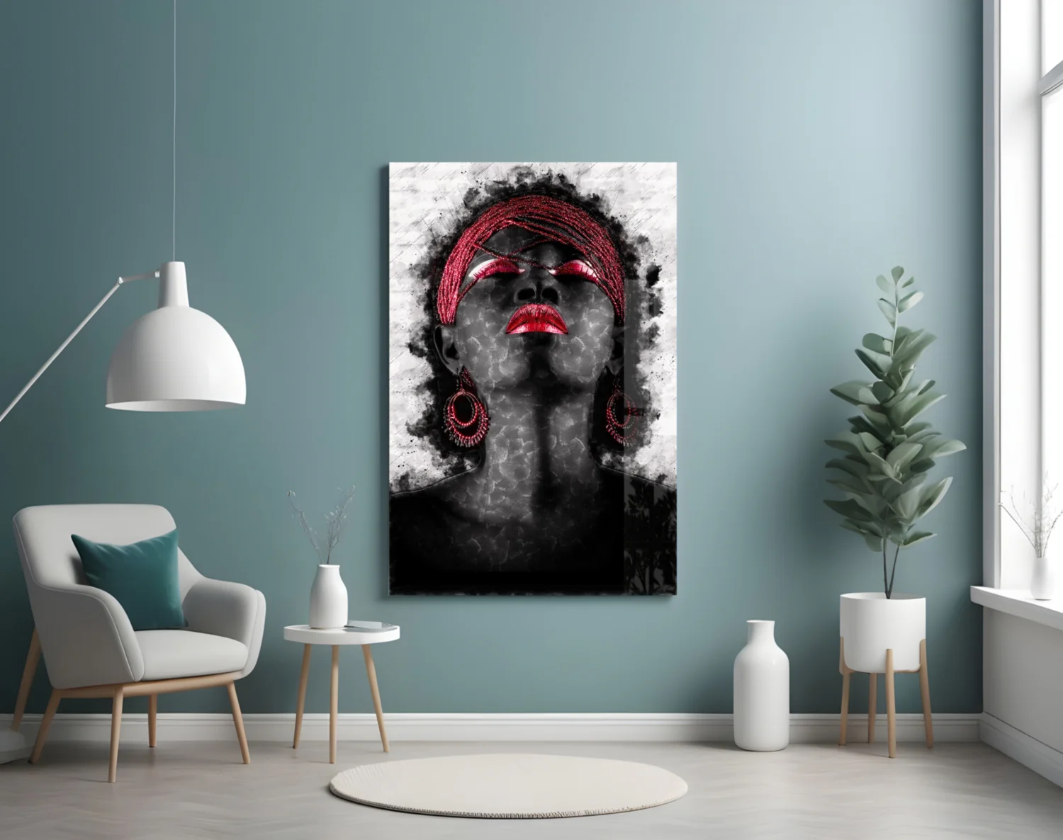 Woman and Red Glass Wall Art - Image 4