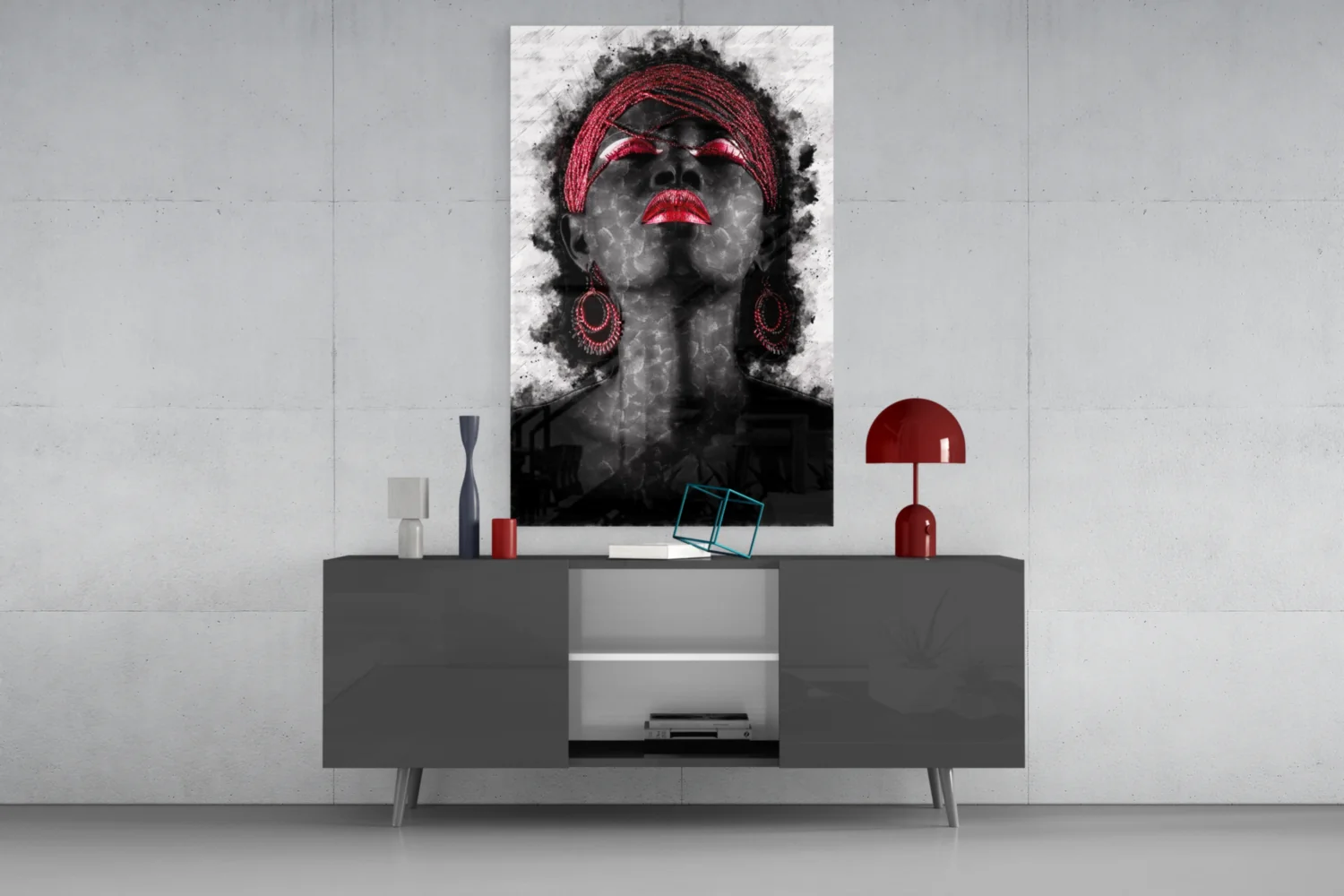 Woman and Red Glass Wall Art - Image 8