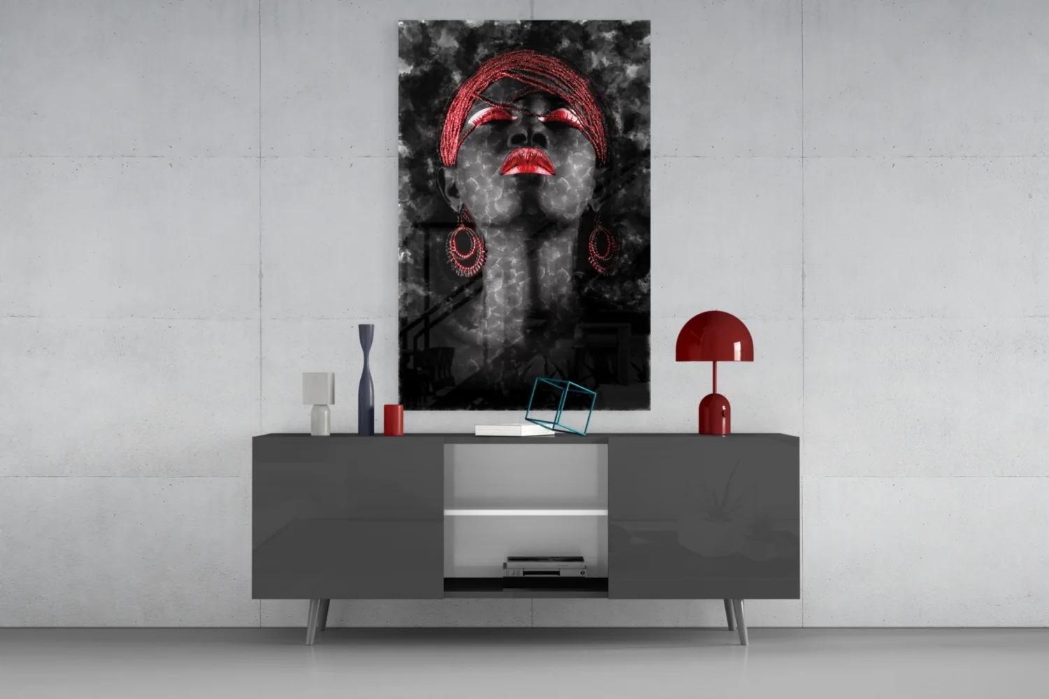 Woman and Red Glass Wall Art - Image 8