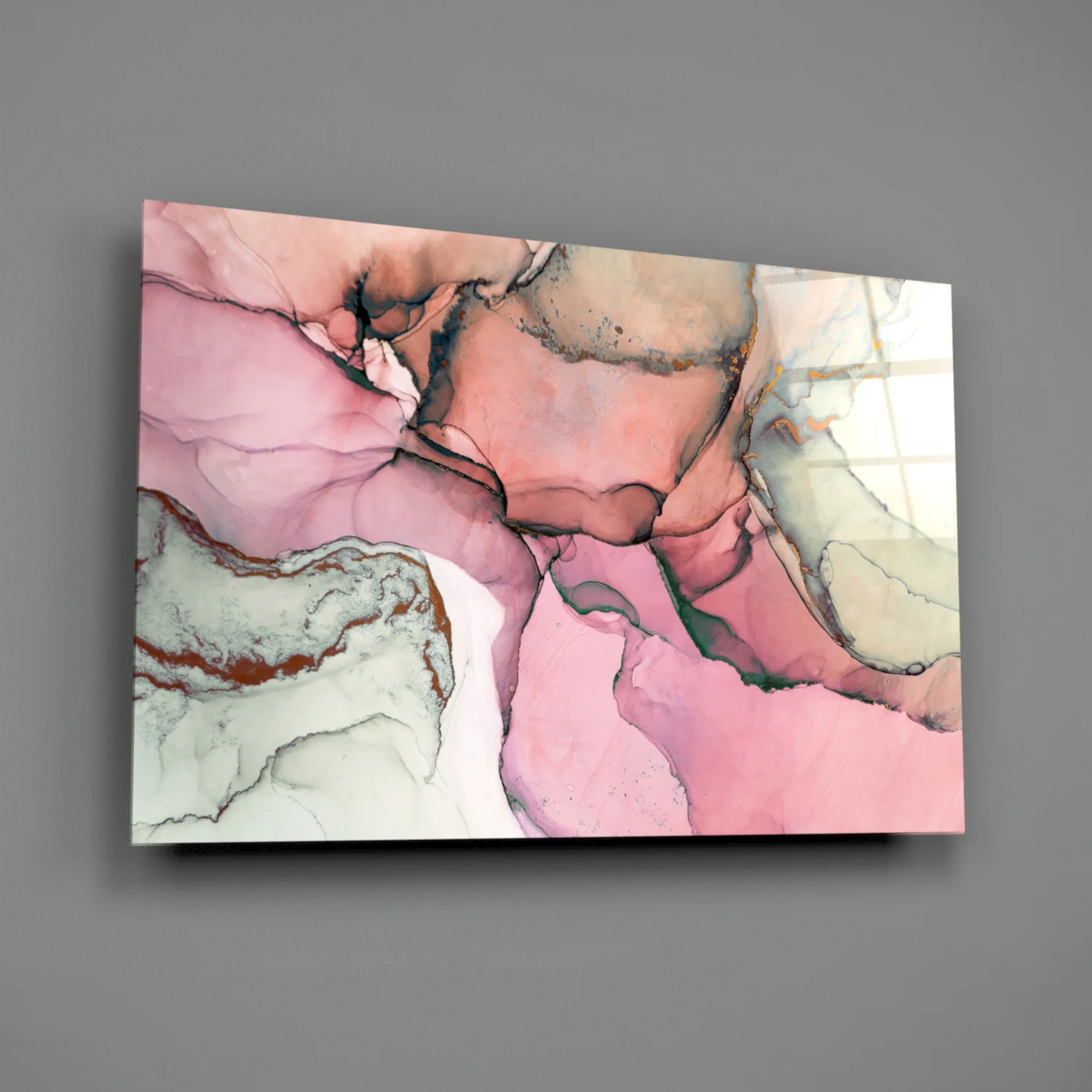 Pink Marble Pattern Glass Wall Art - Image 2