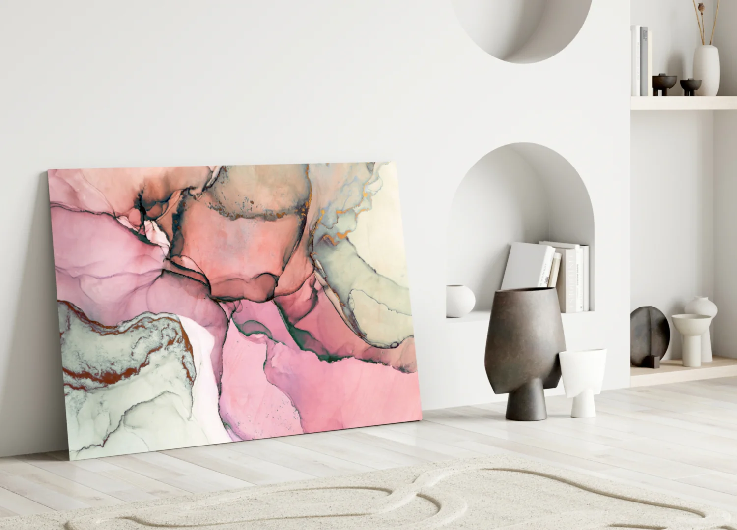Pink Marble Pattern Glass Wall Art - Image 3
