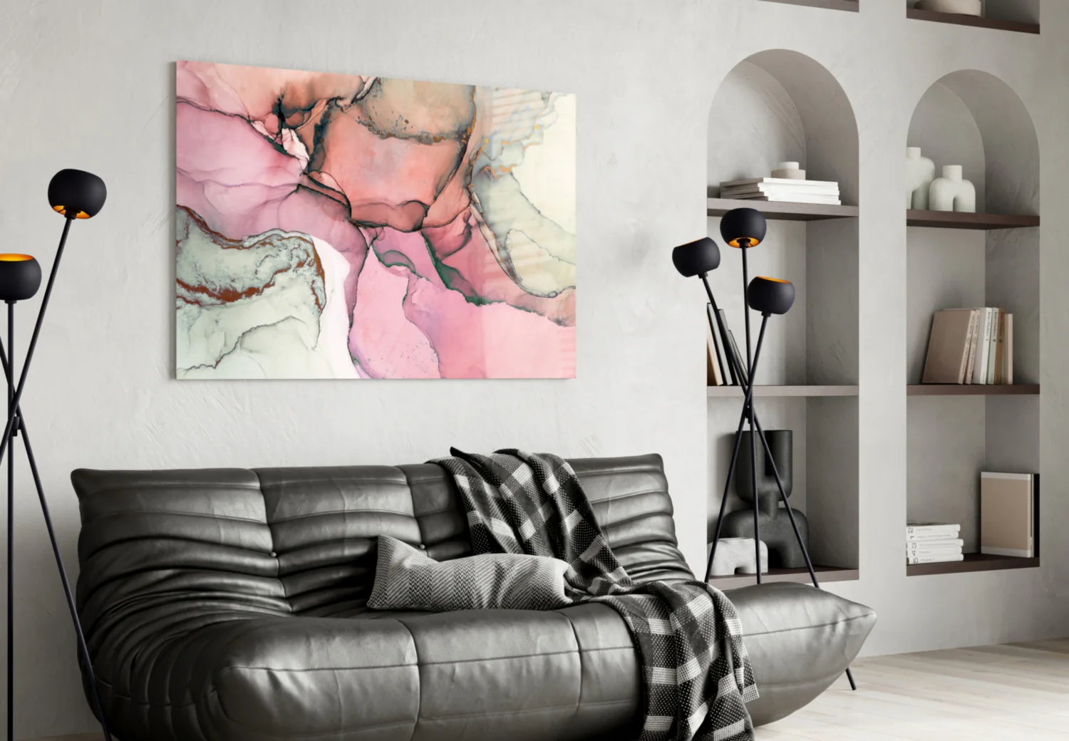 Pink Marble Pattern Glass Wall Art - Image 4