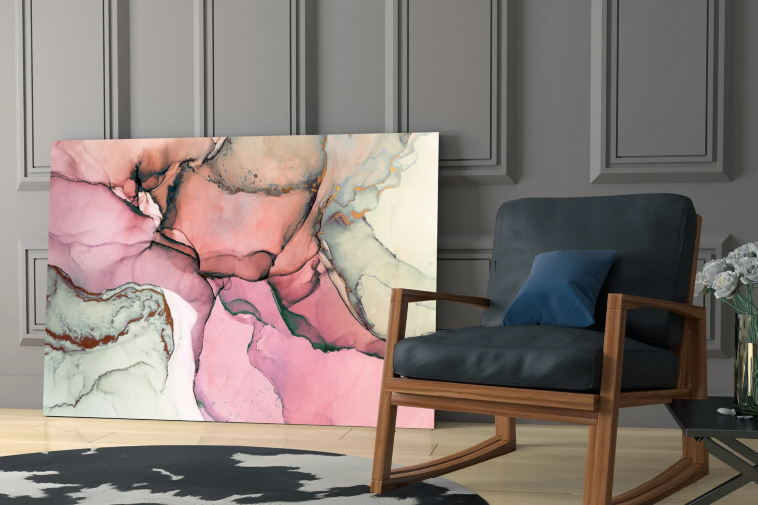 Pink Marble Pattern Glass Wall Art - Image 6