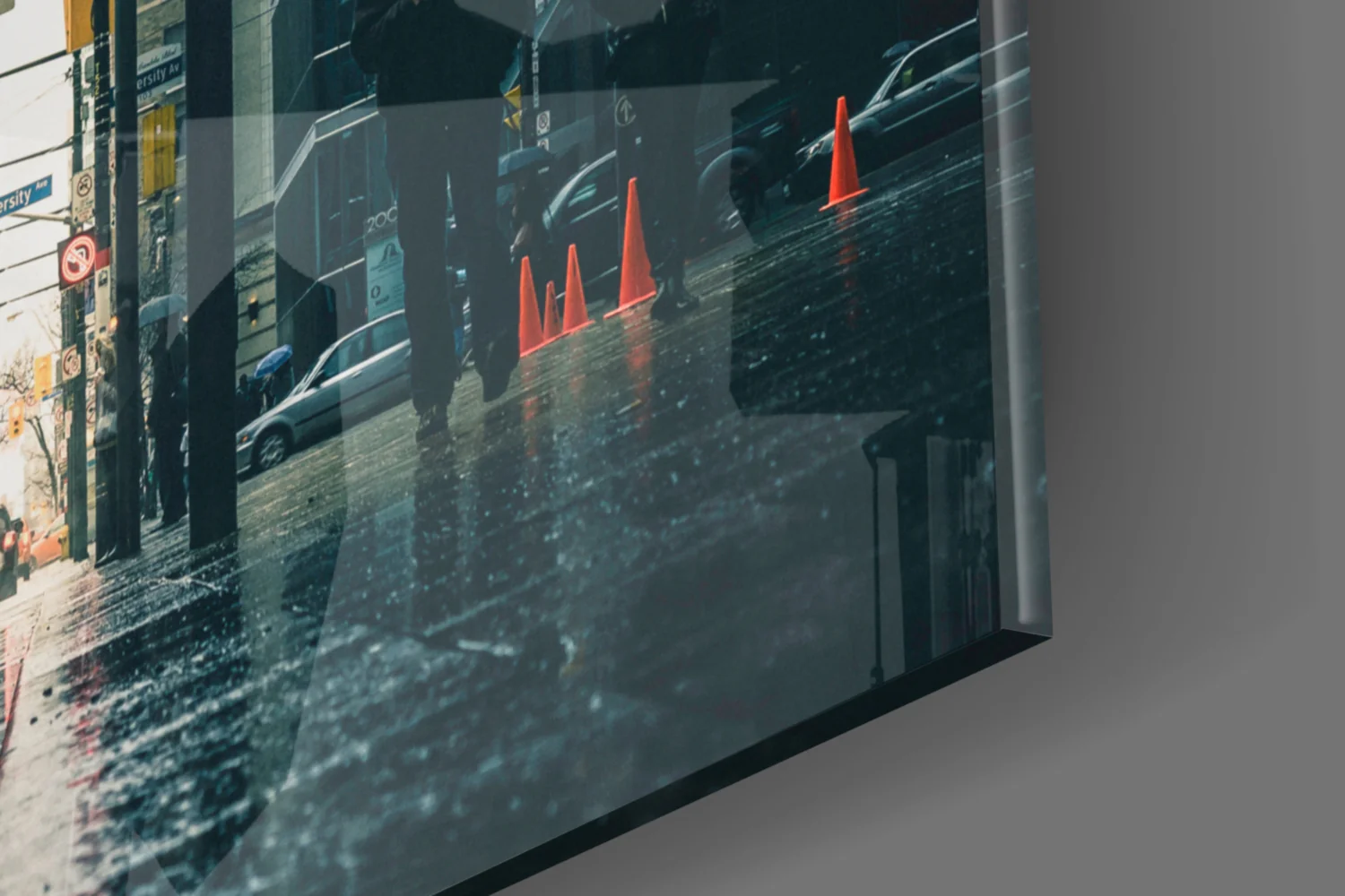Rain in the City Glass Wall Art - Image 7