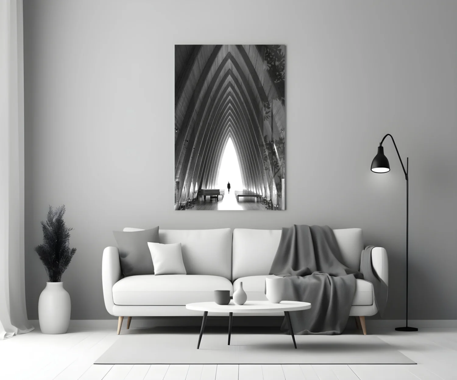 Gray City Landscape Glass Wall Art - Image 3