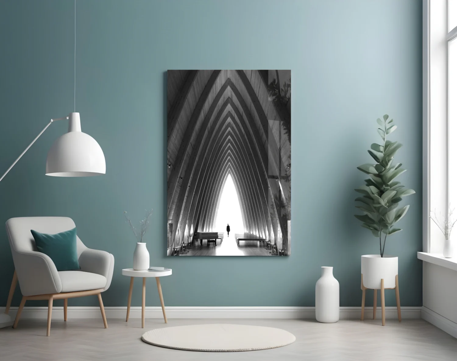 Gray City Landscape Glass Wall Art - Image 4