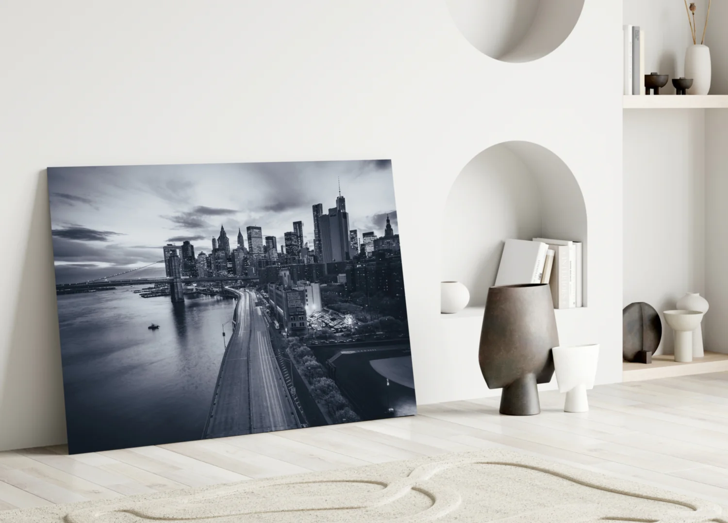 Gray City Landscape Glass Wall Art - Image 3