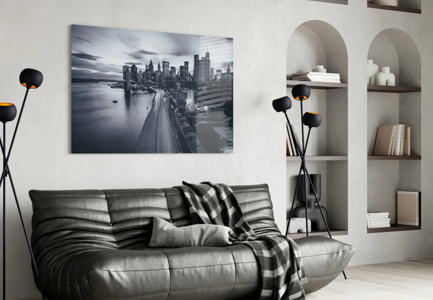 Gray City Landscape Glass Wall Art - Image 4