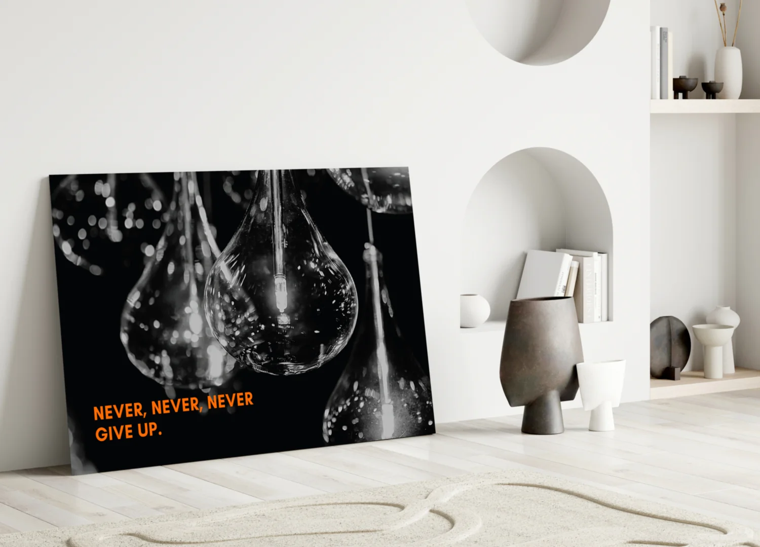 Never Give Up Glass Wall Art - Image 3