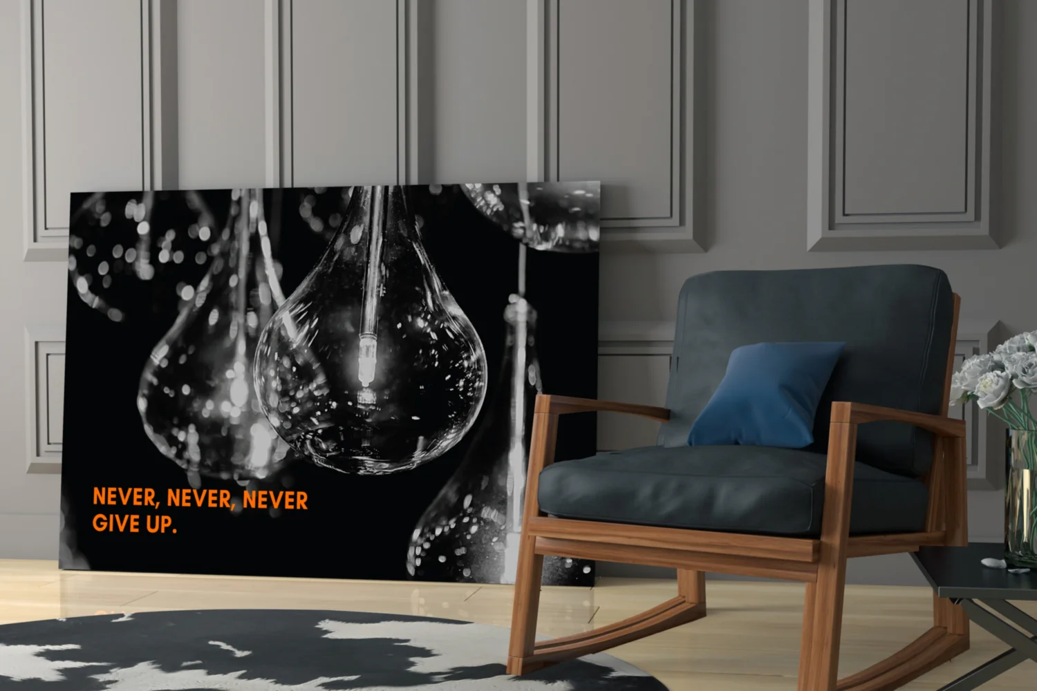 Never Give Up Glass Wall Art - Image 6