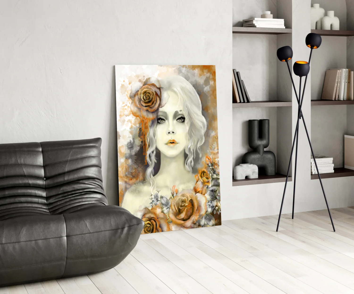 Yellow Rose and Woman Glass Wall Art - Image 5