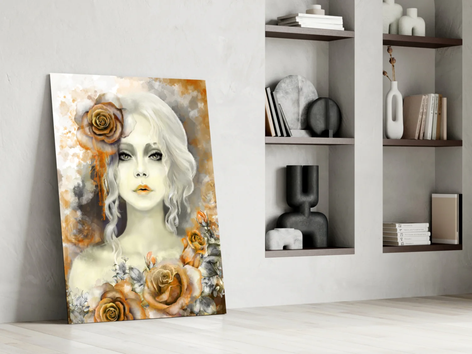 Yellow Rose and Woman Glass Wall Art - Image 6