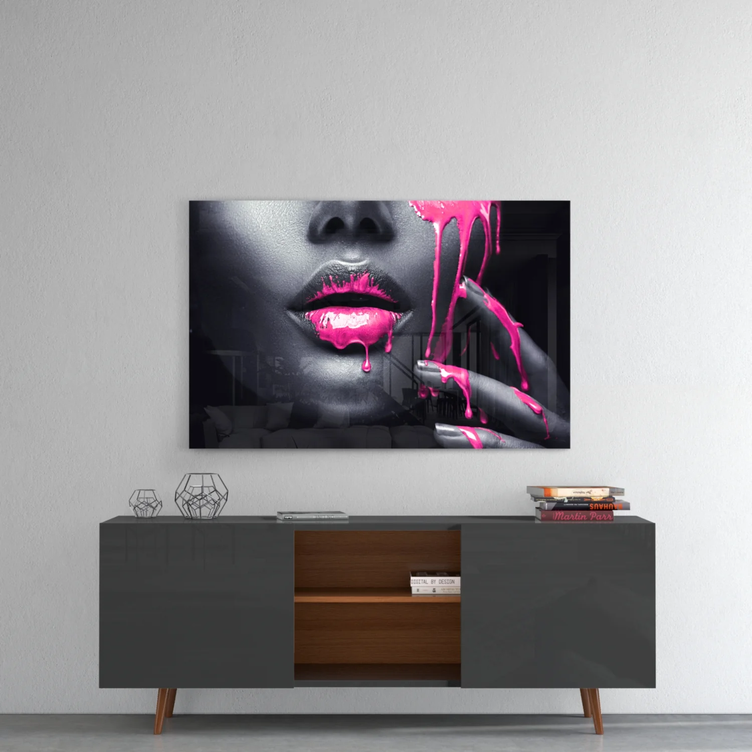 Pink Painted Woman Glass Wall Art - Image 8