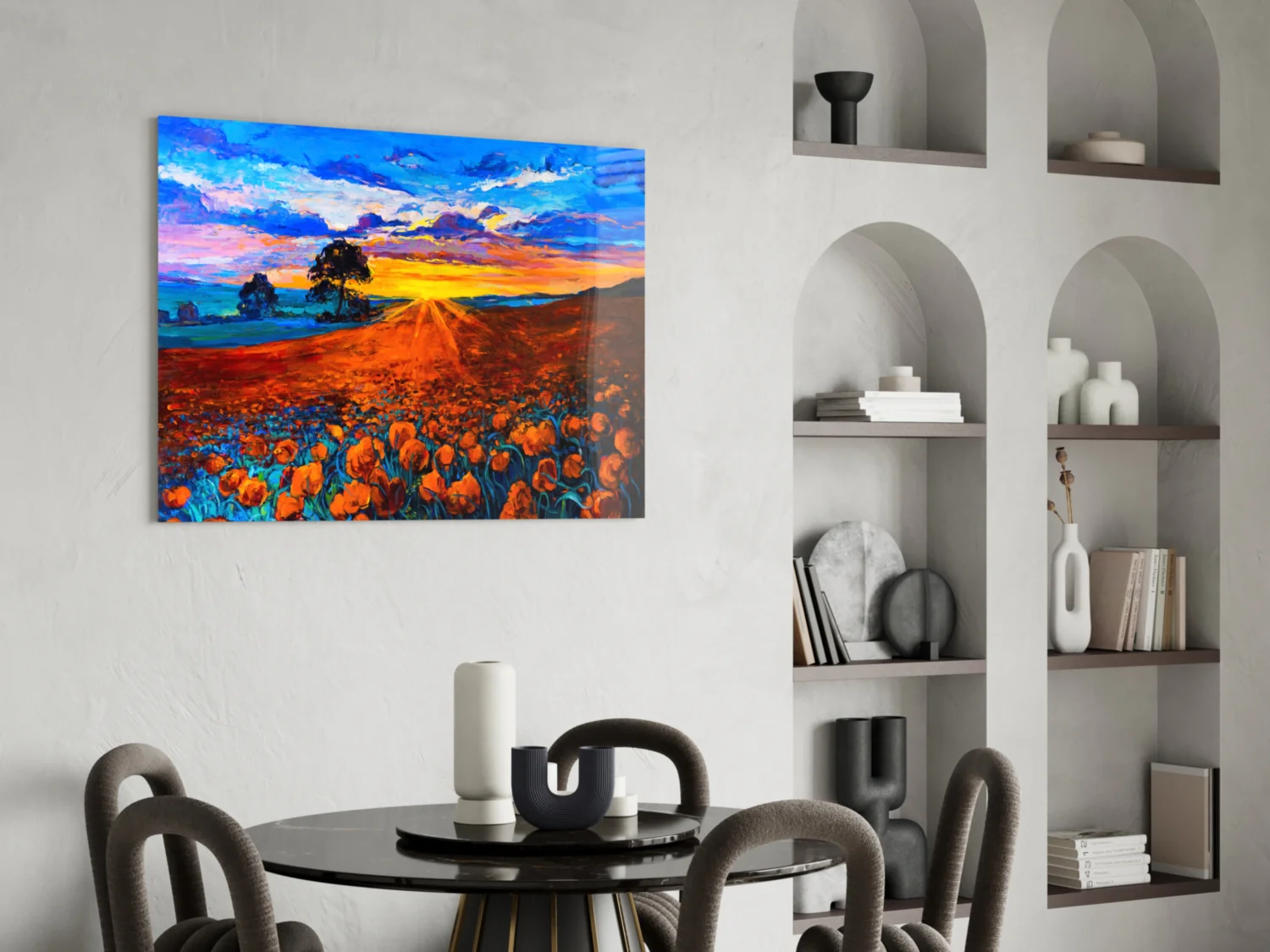 Poppy Field Glass Wall Art - Image 5