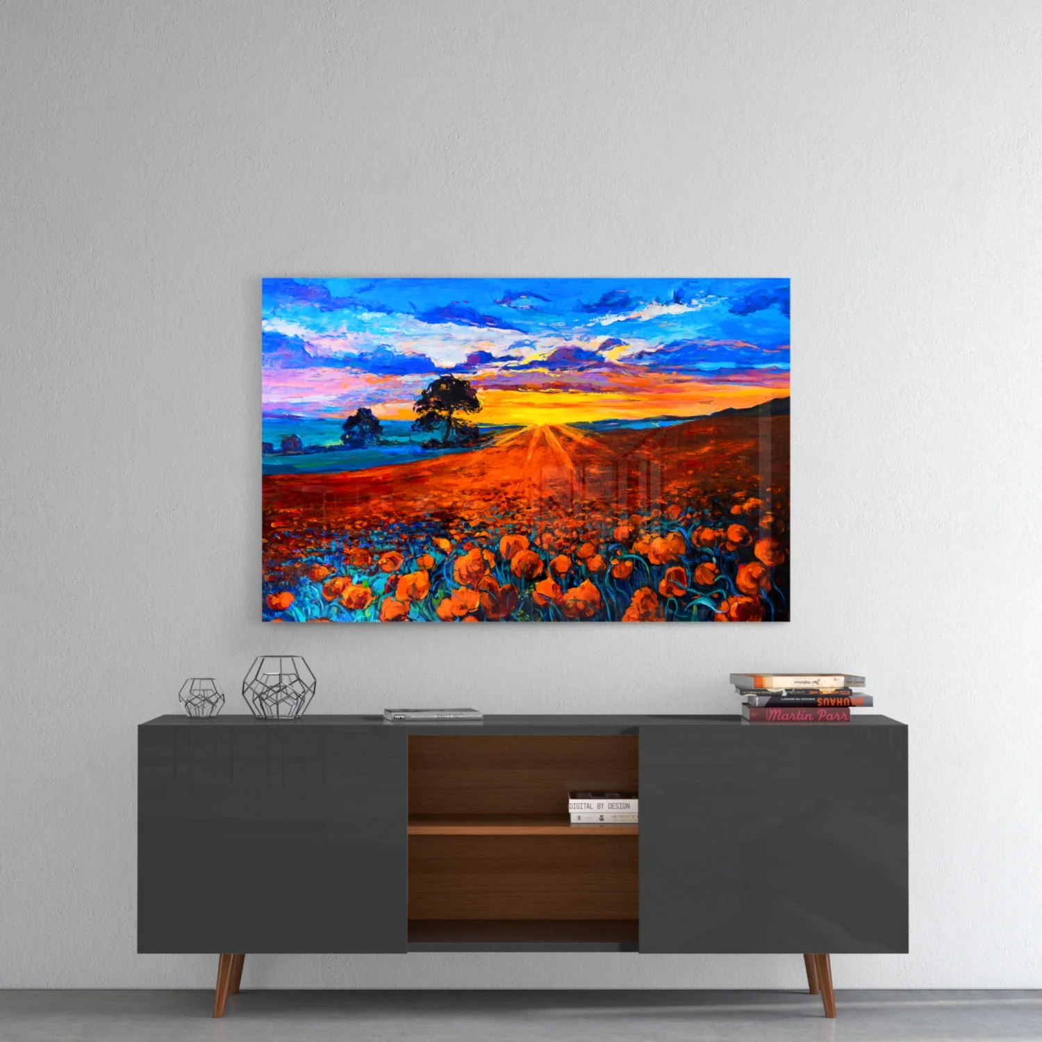 Poppy Field Glass Wall Art - Image 8