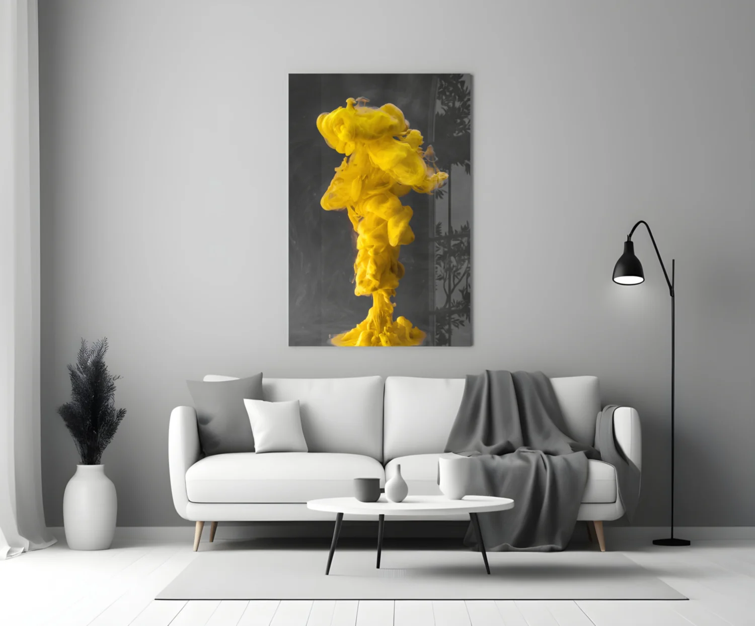 Yellow Smoke Glass Wall Art - Image 3