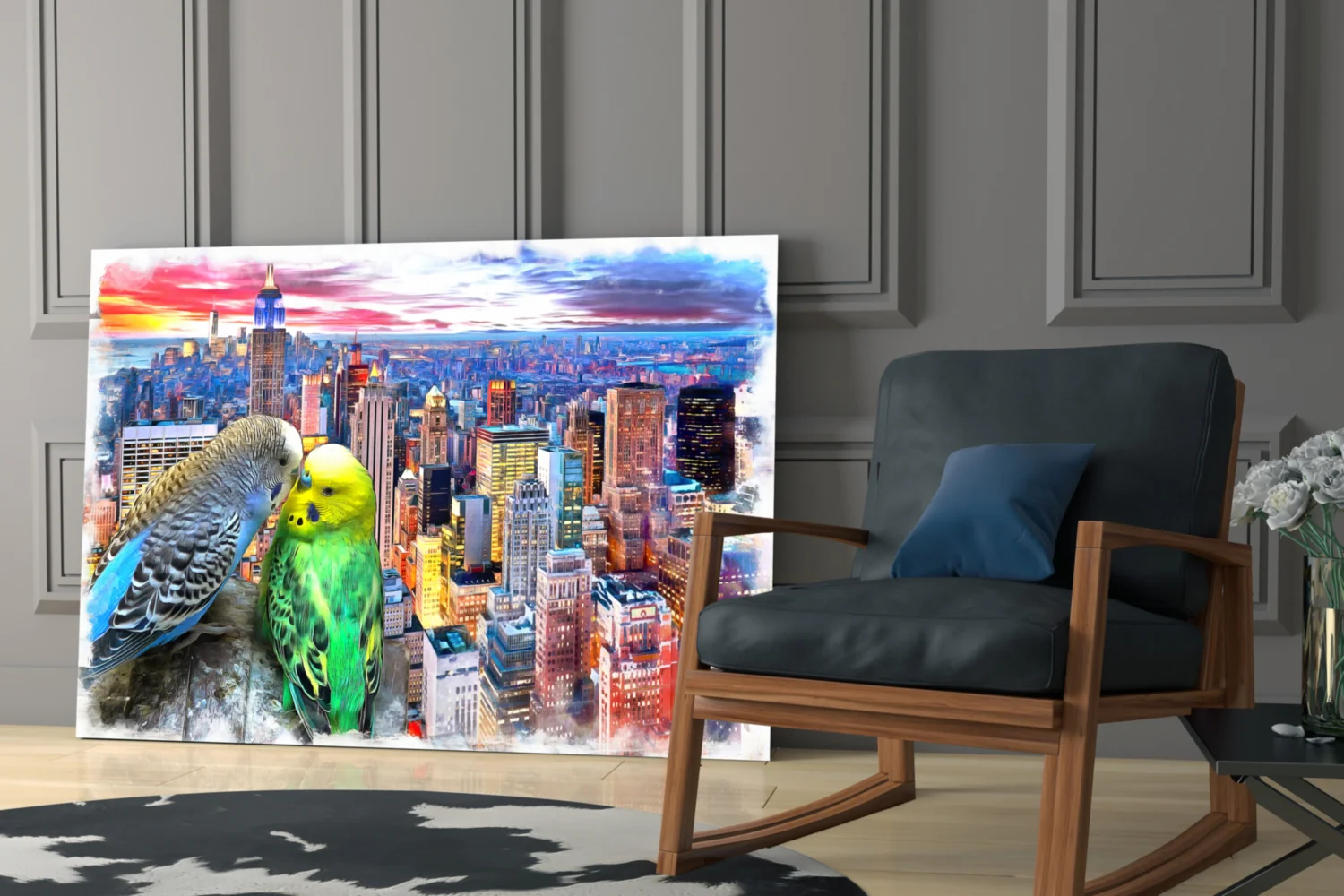Budgies Glass Wall Art - Image 6