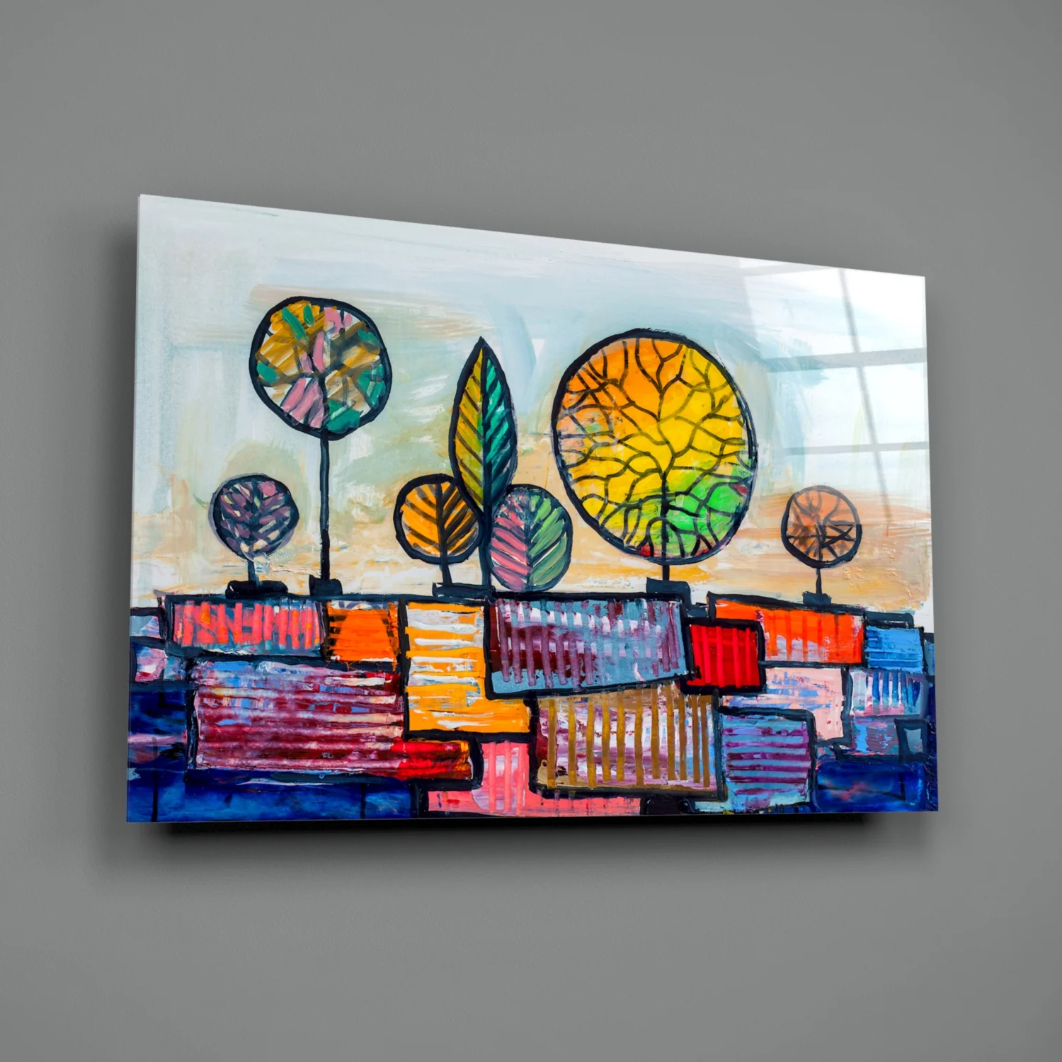 Abstract City Glass Wall Art - Image 2