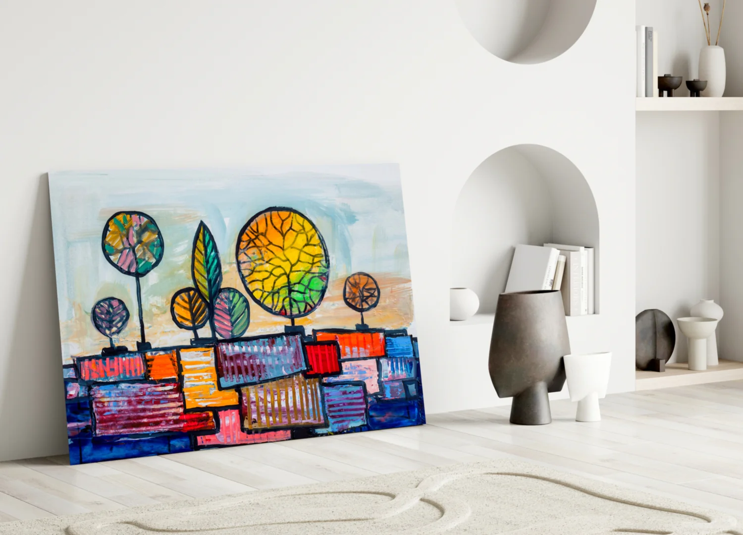 Abstract City Glass Wall Art - Image 3