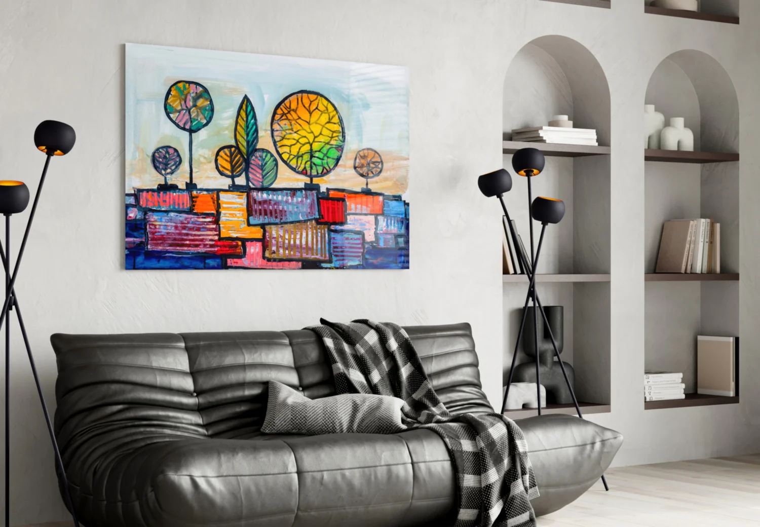 Abstract City Glass Wall Art - Image 4