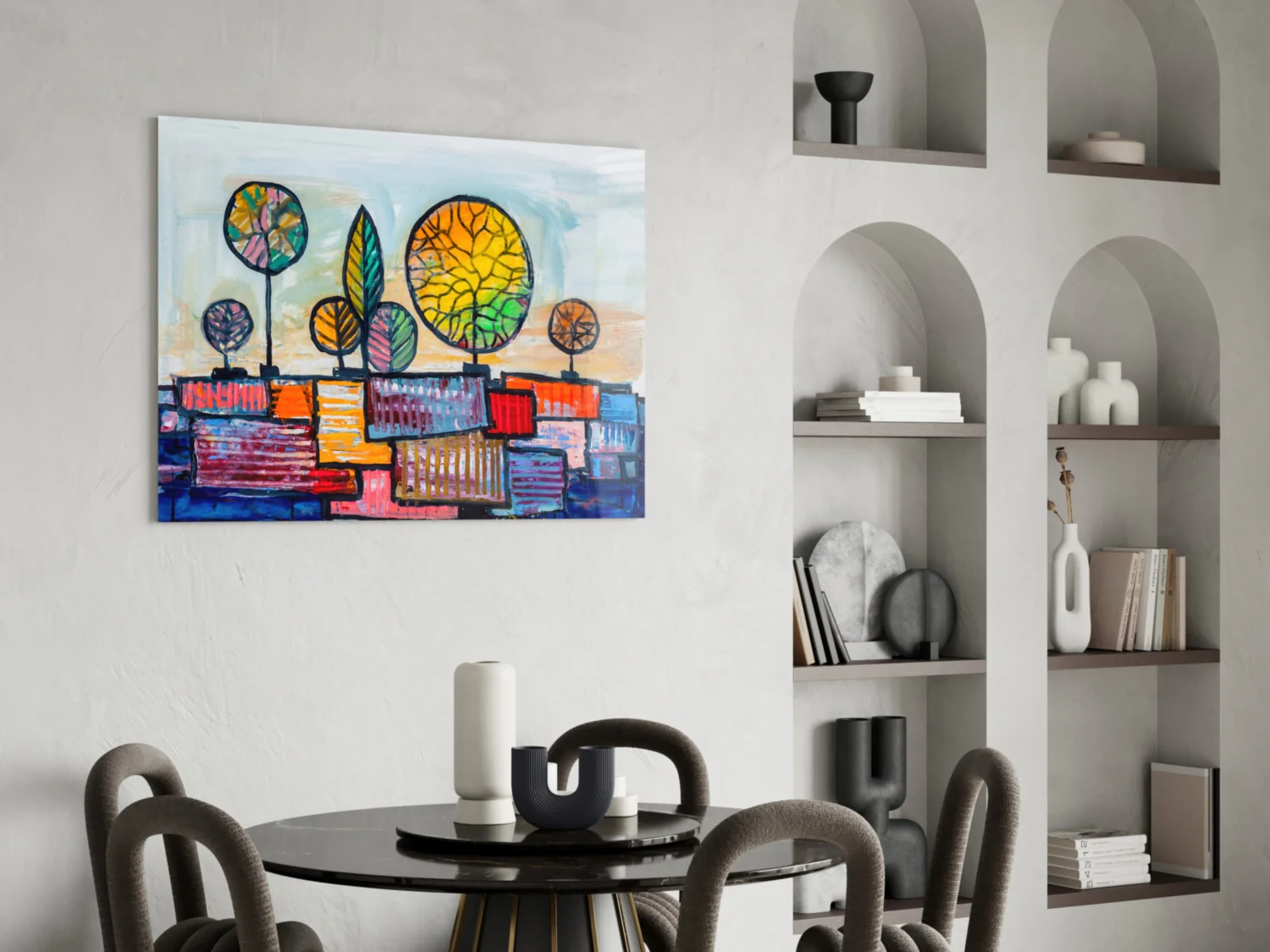 Abstract City Glass Wall Art - Image 5