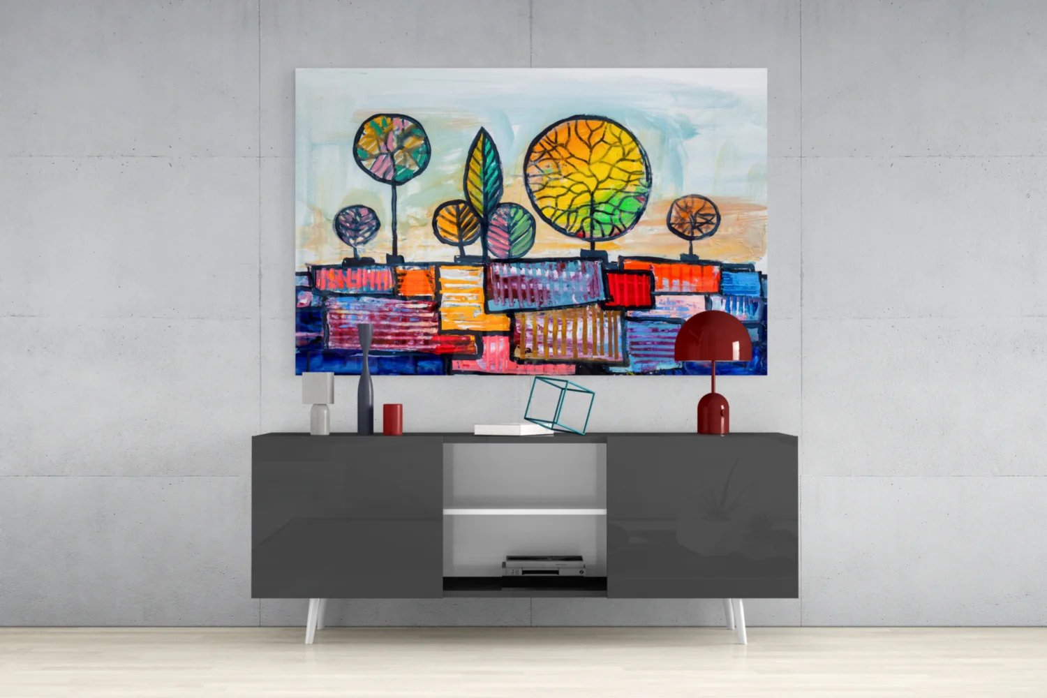 Abstract City Glass Wall Art - Image 8