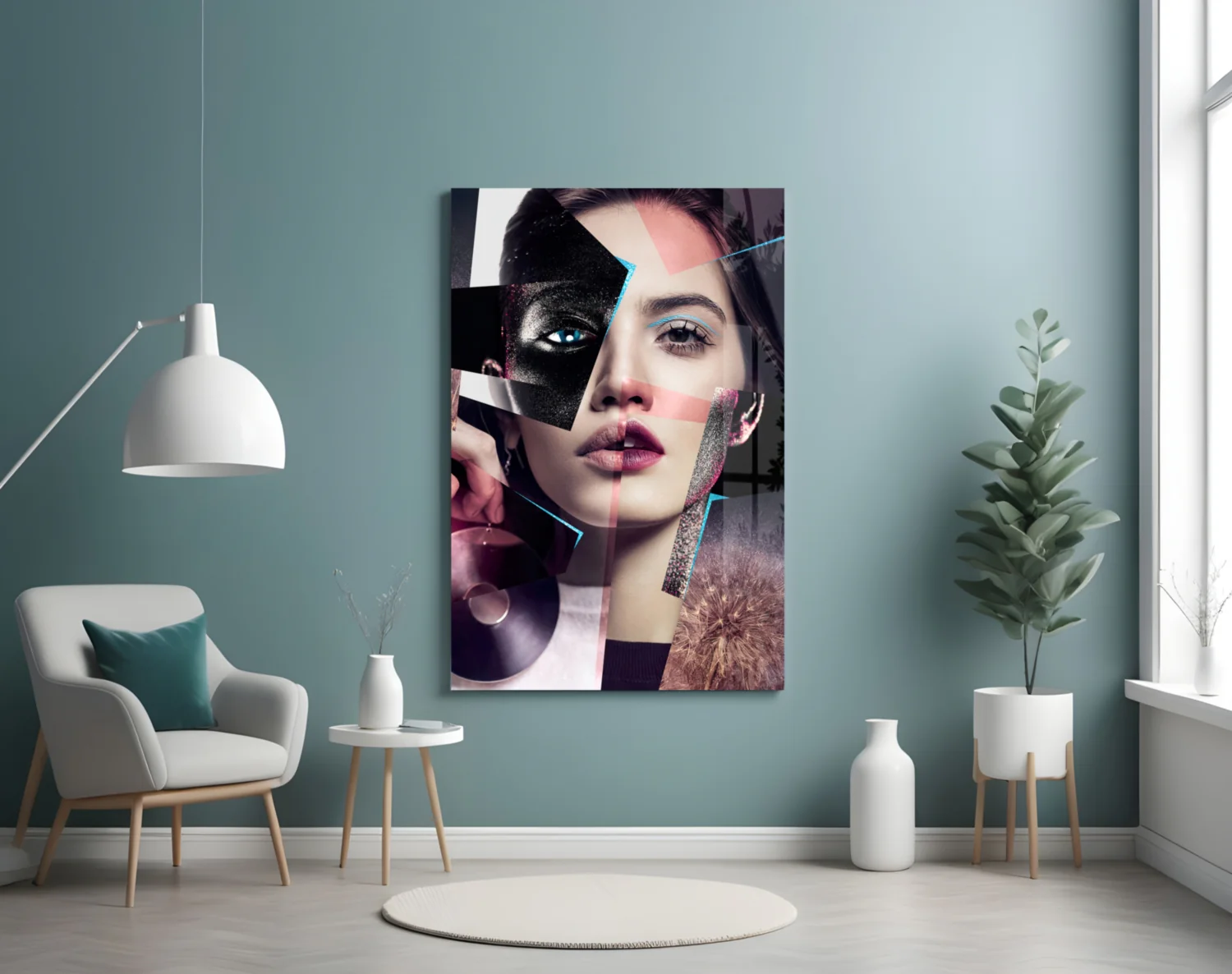 Abstract Woman Portrait Glass Wall Art - Image 4