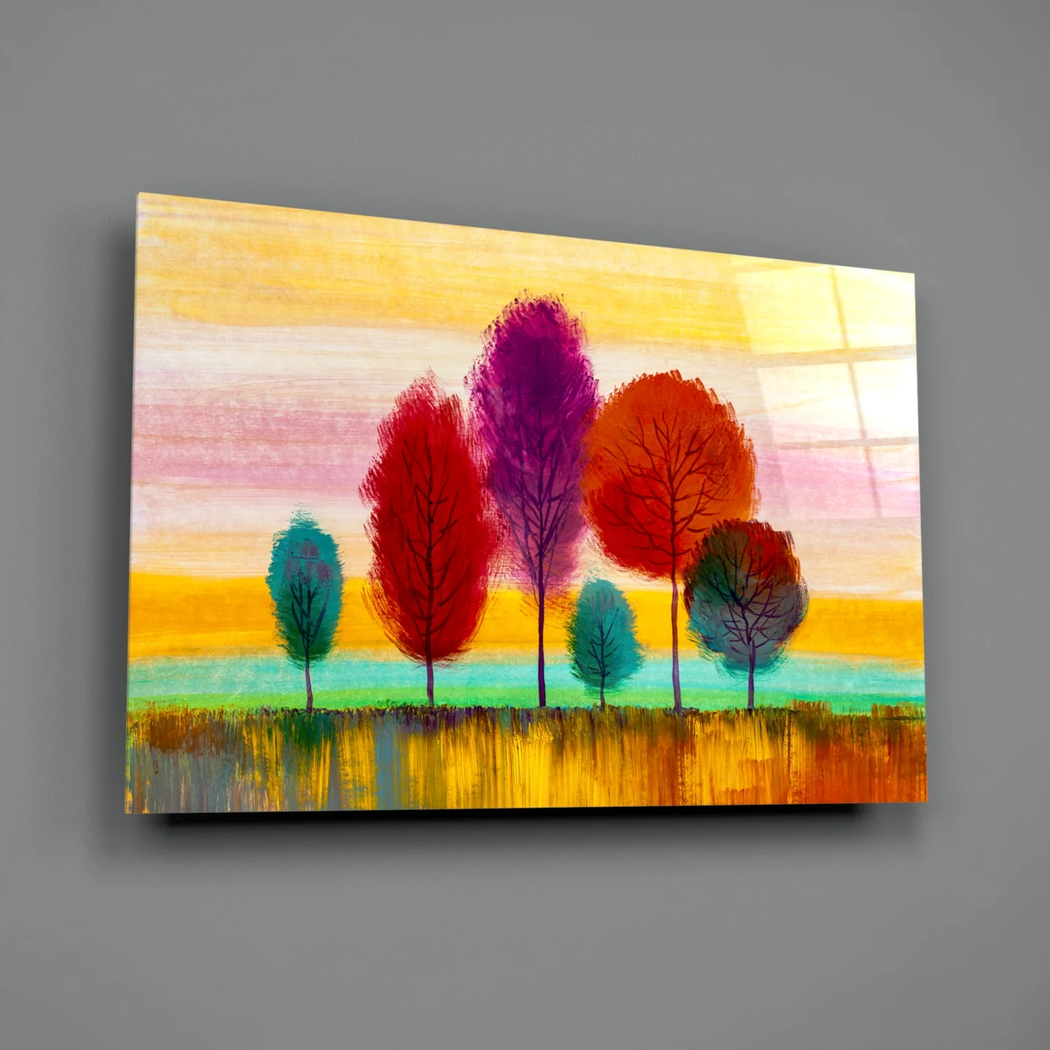 Colorful Trees Glass Wall Art - Image 2